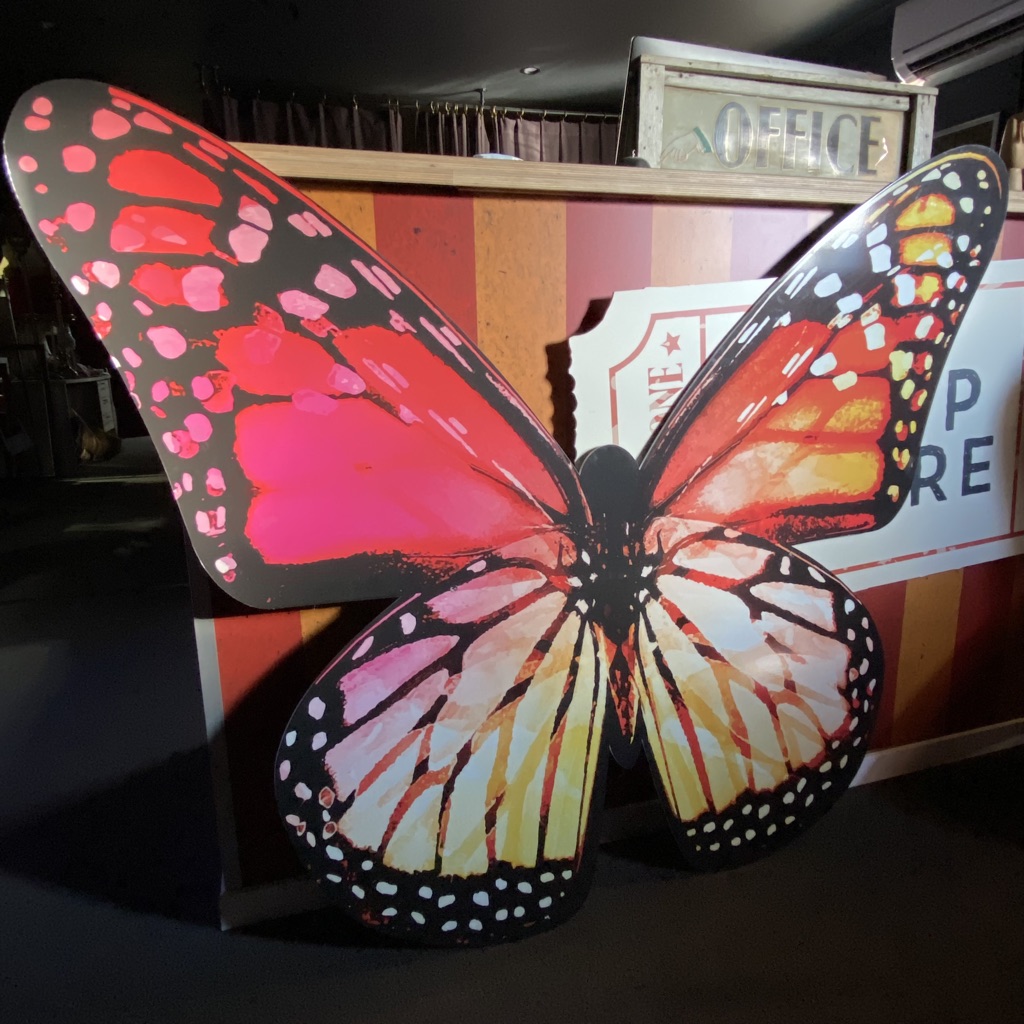 BUTTERFLY, Large Pink Orange or Green Blue (Other Side) 120cm H